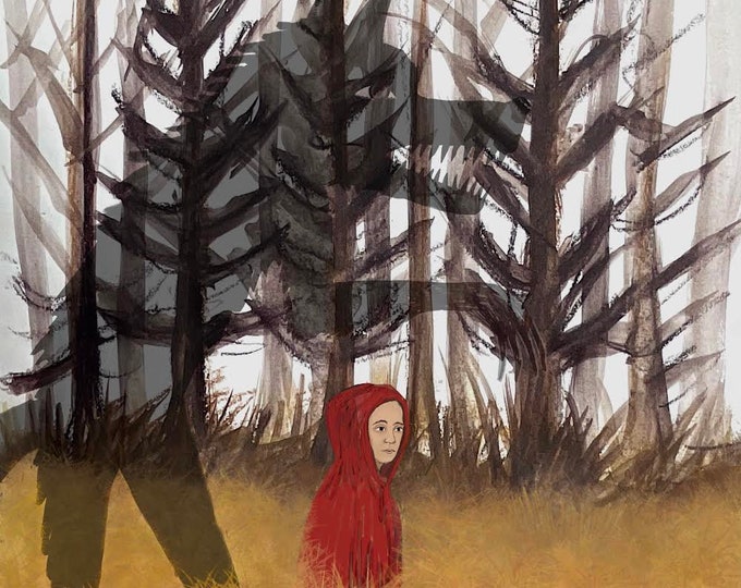 Red riding Hood, unframed print, small signed archival Giclee print by Carrianne Hendrickson