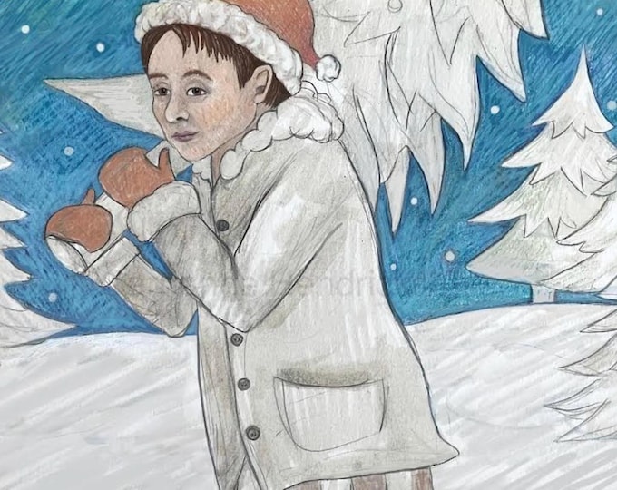 Winter walk, unframed signed Giclee print by Carrianne l Hendrickson