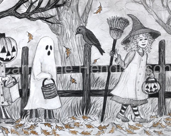 Original pencil sketch for Halloween drawing