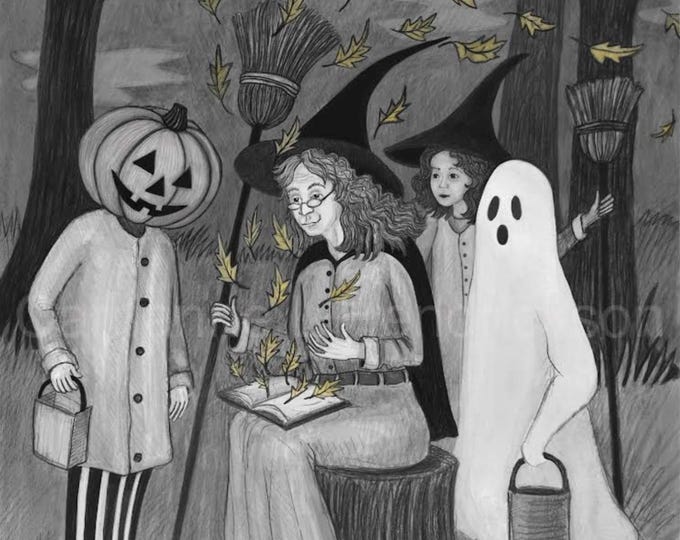 Halloween Eve, unframed print, signed archival Giclee print by Carrianne l Hendrickson