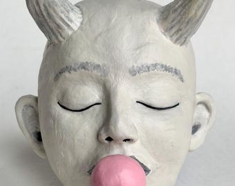 Goblin blowing bubble (wall art).