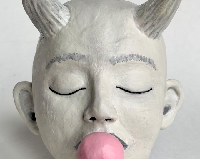 Goblin blowing bubble (wall art).