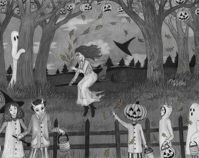 Halloween Eve, unframed signed archival Giclee print by Carrianne l Hendrickson