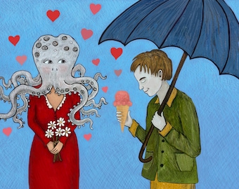 Her Love of Icecream, unframed signed archival Giclee print by Carrianne l Hendrickson