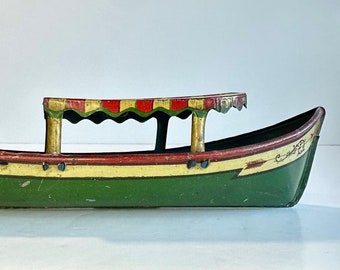 Vintage Tin Litho Boat  “Evelyn” South East Asian Sampan Kolek Perahu Panjang