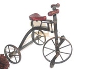 SALE! Vintage English Steel Miniature Tri-cycle, Antique Toys, Metal Bicycle, Rosewood, Antique Alchemy