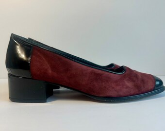 Vintage Amalfi Women’s Shoes Heels Burgundy Slip On Italy Leather Size