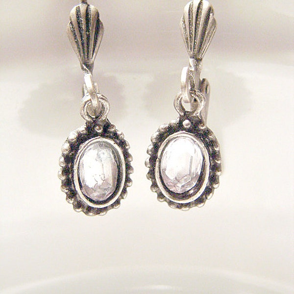 RESERVED Vintage Silver and Clear Crystal dangles