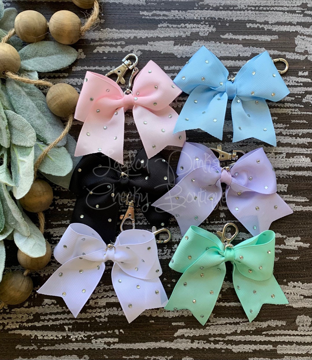 Cheerleading Ribbon Keychains Rhinestone Ribbon Mini Cheer Bow Keychain - Etsy