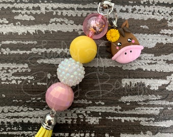 Horse Pony bubblegum bead keychain