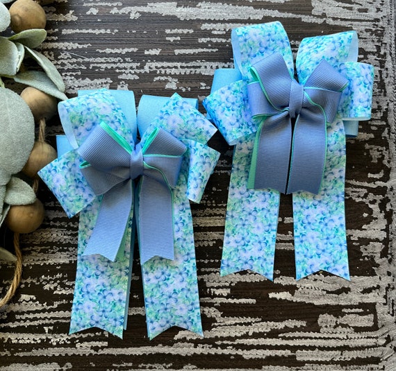 RTS Blue flower monogrammed equestrian horse show bows Il_570xn