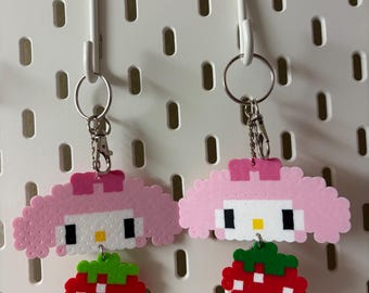 My Melody + Strawberry Keychain