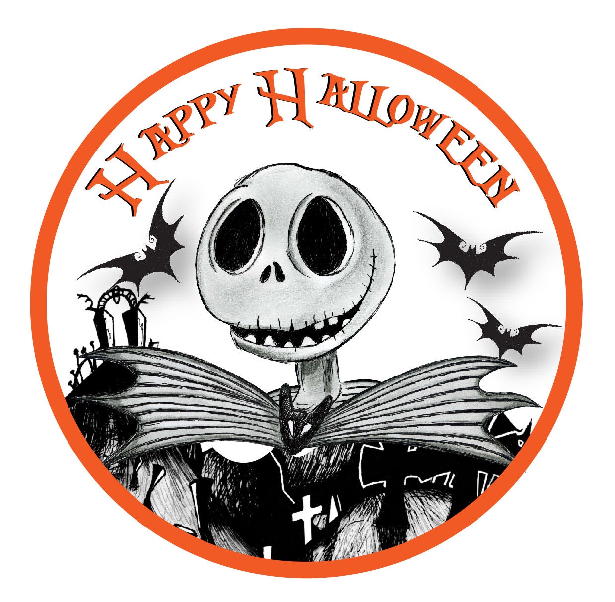 Feliz Halloween Jack Skellington Domed Pegatina Etsy