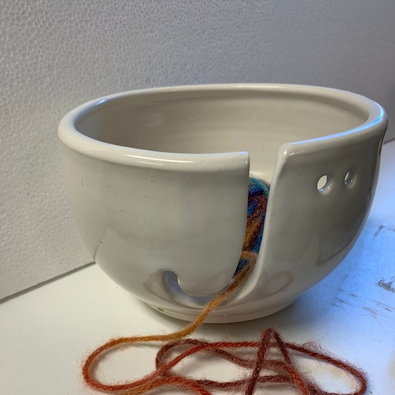 Ceramic knitting bowl, yarn bowl. Holds balls of yarn and knitting needles