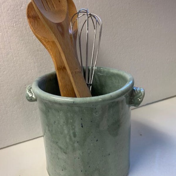 Ceramic utensil holder made in my Michigan studio.