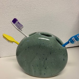 Ceramic toothbrush holder, made in my Michigan studio