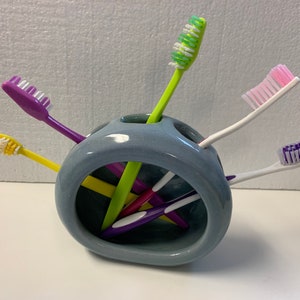 Ceramic countertop toothbrush holder made in my Michigan studio