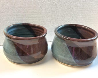Pair of small Spaniel bowls, dog dishes, pet bowls, handmade