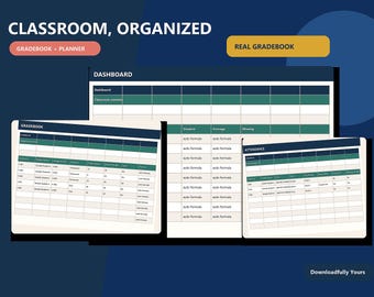 Planificador para profesores, plantilla de Excel para el registro de calificaciones, registro de asistencia al aula, planificador de lecciones