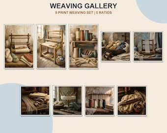 Lote de 9 láminas de arte textil para pared, estilo vintage, ideales para decoración.