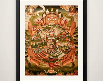 Samsara Mandala No. 3 - Tibetan Buddhist Art, Meditation Wall Art, Sacred Geometry Print, Zen Yoga Decor