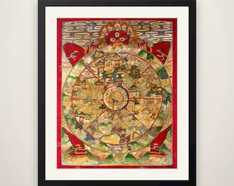 Samsara Mandala No. 5 - Tibetan Buddhist Art, Meditation Wall Art, Sacred Geometry Print, Zen Yoga Decor