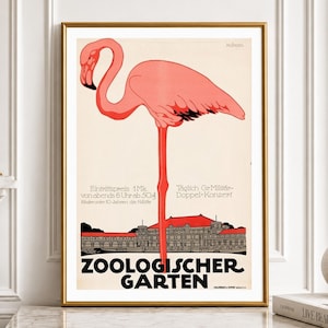 Berlin Zoo Flamingo 1910 - Julius Klinger Vintage zoologisk affisch, jugendtryck, väggkonst för vardagsrum