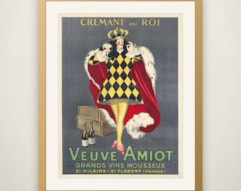 Leonetto Cappiello Veuve Amiot / Crémant du Roi - Vintage Champagne Poster, Art Nouveau Bar Cart Wall Art, Cocktail Bar Decor, Kitchen Print
