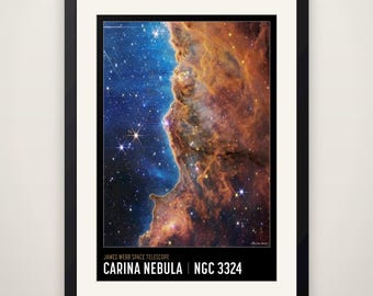 Carina Nebula Cosmic Cliffs Infrared - James Webb Space Telescope Poster, NASA JWST Print, Space Astronomy Wall Art, Nebula Galaxy Decor