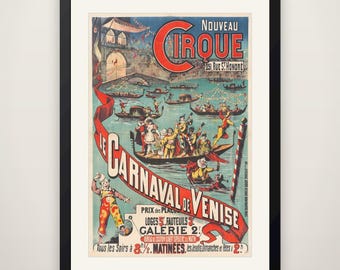 Nouveau Cirque / Le Carnaval de Venise - Vintage Cabaret Poster, Belle Epoque Print, Parisian Nightlife Art, Cabaret Wall Decor