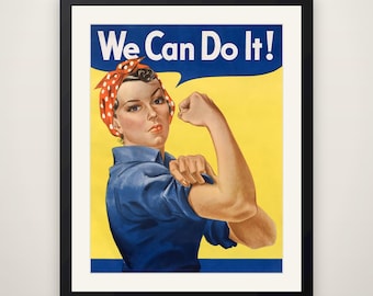 We Can Do It! - Rosie the Riveter Vintage Poster, WWII Feminist Wall Art, Retro Motivational Print, Empowerment Art