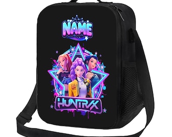 Bolsa de almuerzo personalizada de héroe del K-Pop, lonchera isotérmica con nombre personalizado, bolso escolar para chicas amantes de la música neón, regalo para fans del baile para niños y adolescentes.