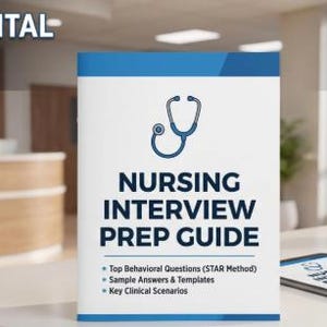Nursing Interview Prep Guide, Nurse Cheat Sheet, Behavioral Questions STAR Method Template, NCLEX New Grad Nurse, PDF by Peter Best Studio