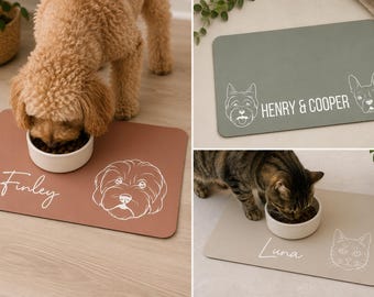 Personalisierte Futtermatte für Haustiere, Futternapfmatte mit individuellem Namen für Hund oder Katze