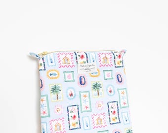 Large Coastal Zipper Pouch |  Beach Toiletry Bag | Travel Organizer | Walk in Light Co