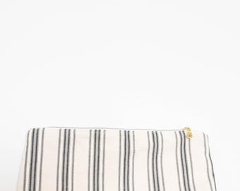 Handmade Striped Canvas Pouch | Travel Cosmetic Organizer | Christian Gift