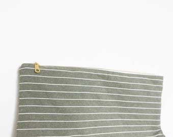 Large Sage Green Canvas Zipper Pouch