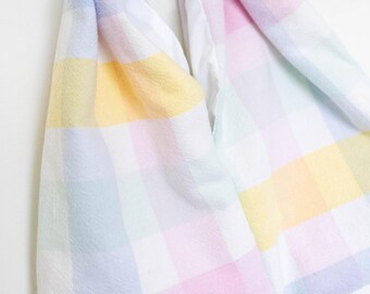 Pastel Gingham Knotted Tote | Handmade Cotton Shoulder, Reusable Market Bag