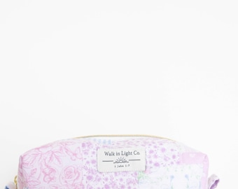 Pastel Plaid Quilted Cosmetic Bag