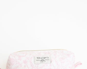 Pink Paisley Cosmetic Boxy Bag