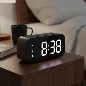 LEDデジタル目覚まし時計、デュアルアラーム、温度表示、12/24時間表示のモダンなデスククロック（寝室・オフィス用）