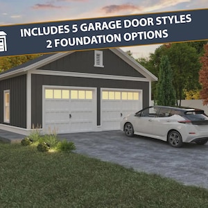 24x24 Two-Car Garage Plan – PDF Download – The Colley – Classic Detached Garage Blueprint