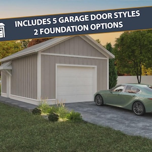 16x24 One-Car Garage Plan – PDF Download – The Haven – Simple Detached Garage Blueprint