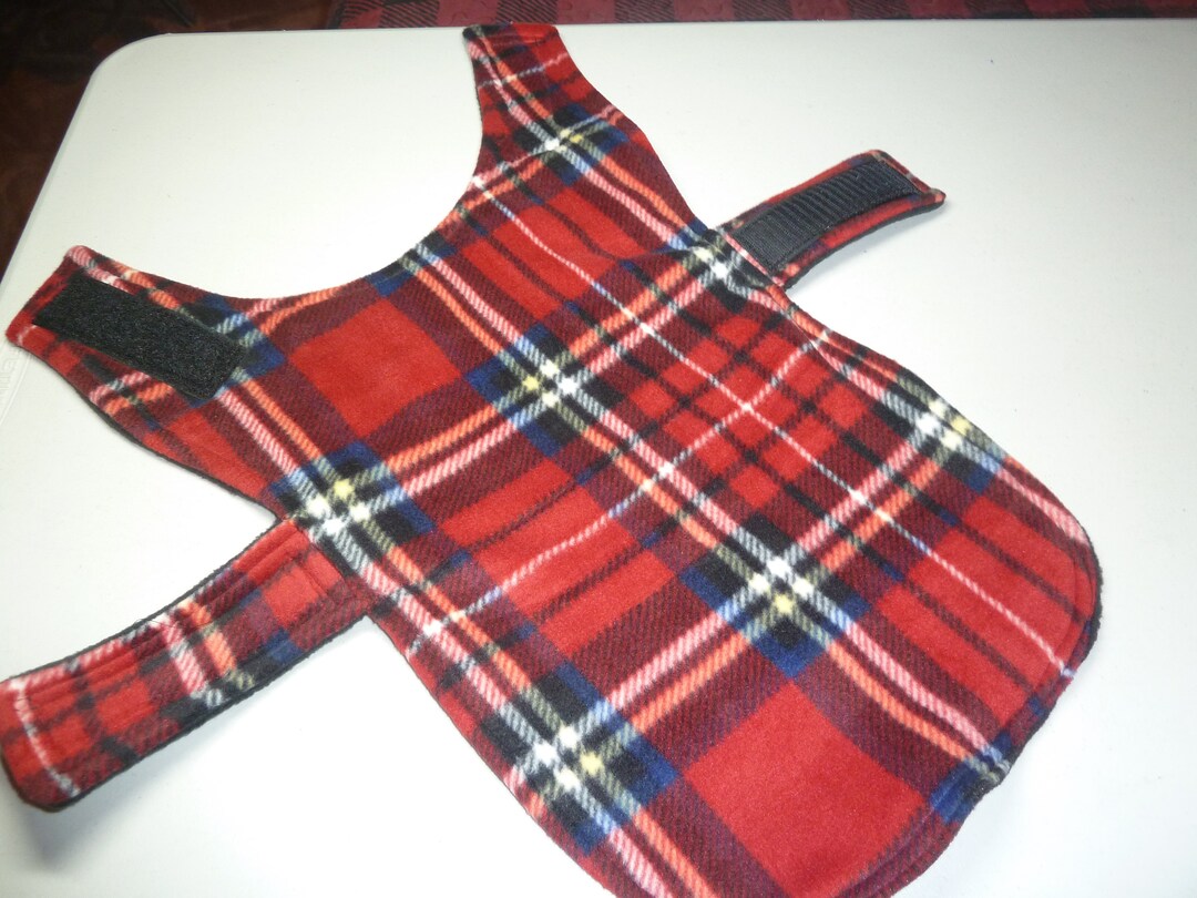 Winter Tartan Plaid Fleece Dog Coat in Red Black White Etsy