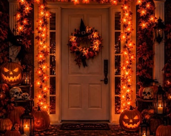 Light-Up Maple Leaf Garland – Fall & Halloween String Lights Decor