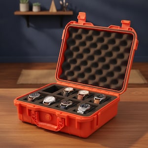 Durable Plastic Watch Case with Custom Foam Inserts, Portable Organization