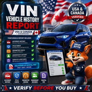 Voertuighistorierapport | VIN-controle | Rapport voor kopers van gebruikte auto's | Checklist voor voertuigen op maat | Digitale PDF