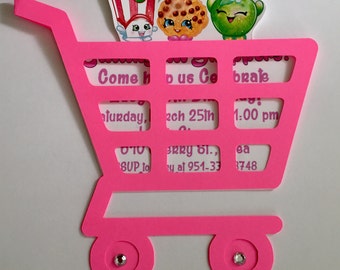 Shopping Cart birthday invitations/announcements - Shopkins INSPIRED