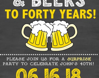 Cheers & Beers Birthday Party, Shower, Announcement, Invitation