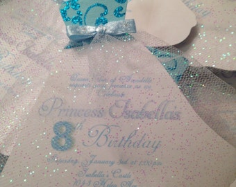 Princess  wedding Dress birthday party invitations/announcements.